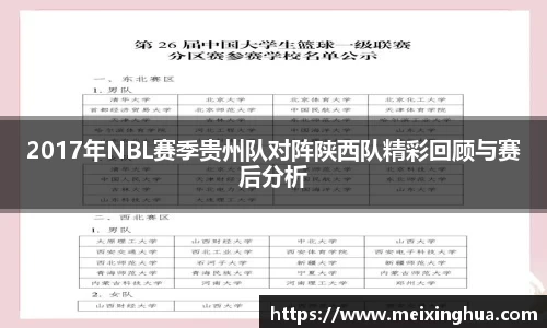 2017年NBL赛季贵州队对阵陕西队精彩回顾与赛后分析